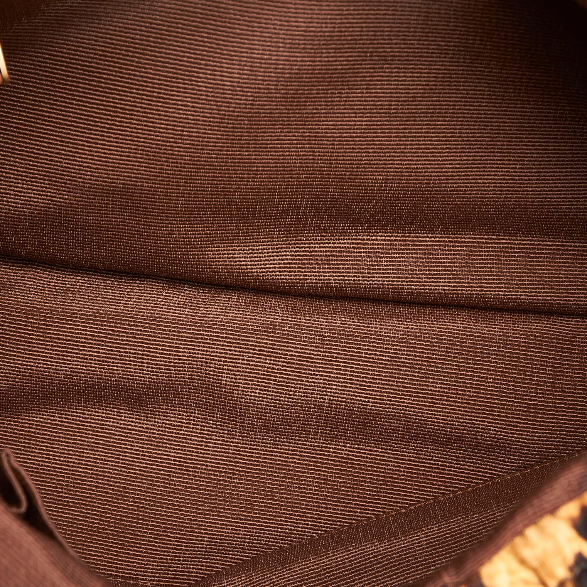 Salvatore Ferragamo Vara Leopard Print Nylon Handbag (SHG-27818)