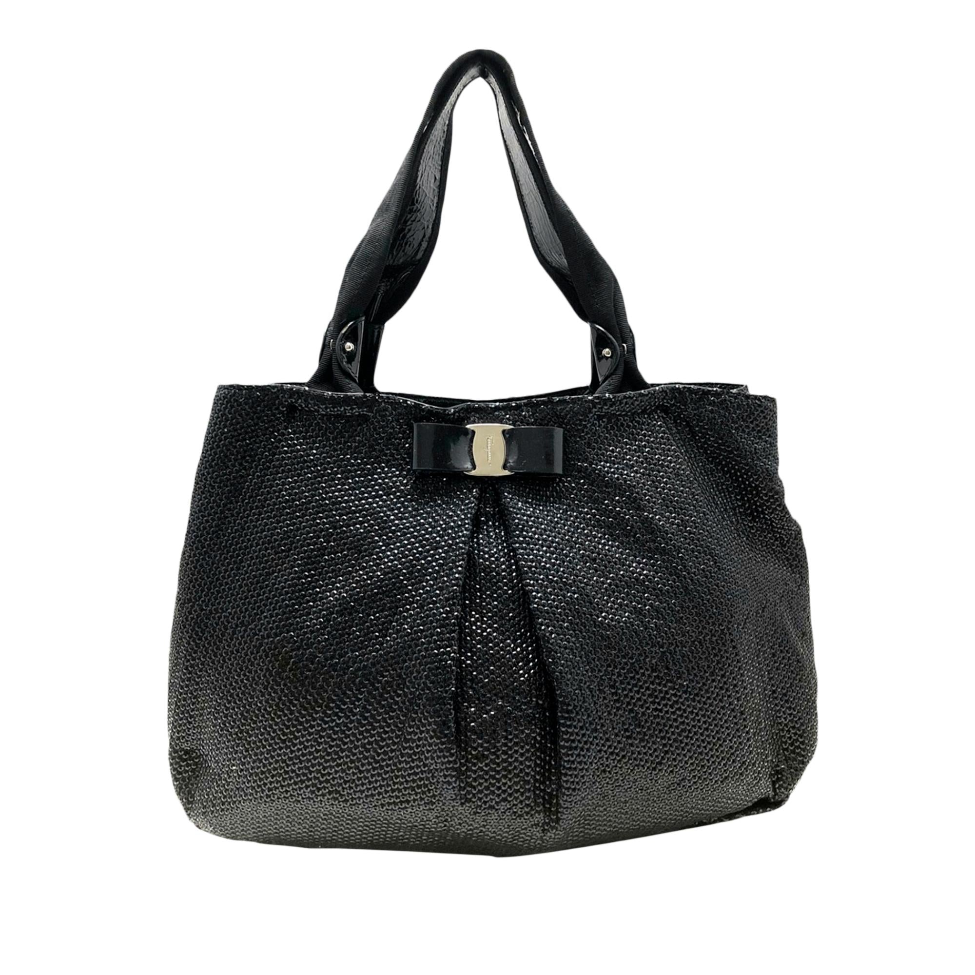Salvatore Ferragamo Vara Sequined Selene Nylon Tote Bag (SHG-34637)