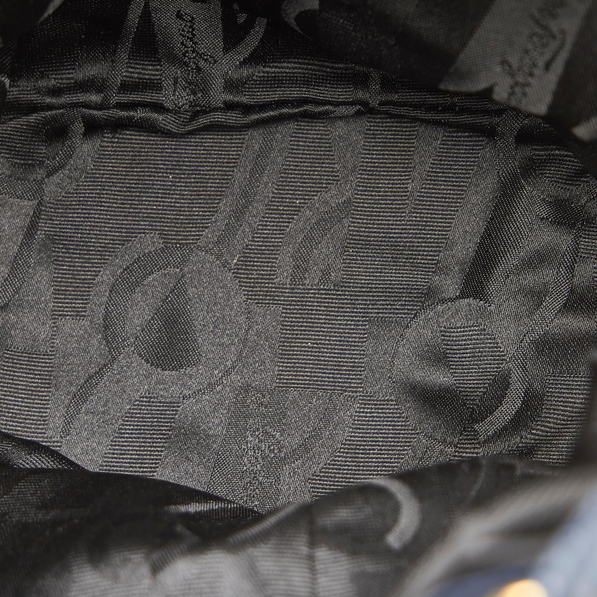 Salvatore Ferragamo Vara Tiered Grosgrain Drawstring Bucket Bag (SHG-24917)