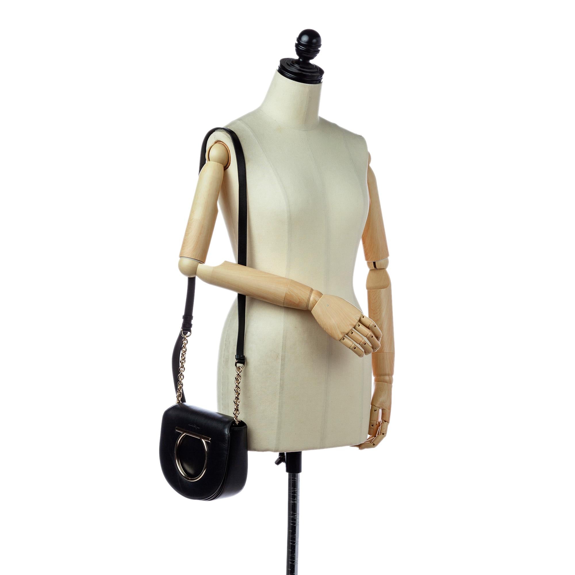 Salvatore Ferragamo Vela Flap Leather Crossbody Bag (SHG-29283)