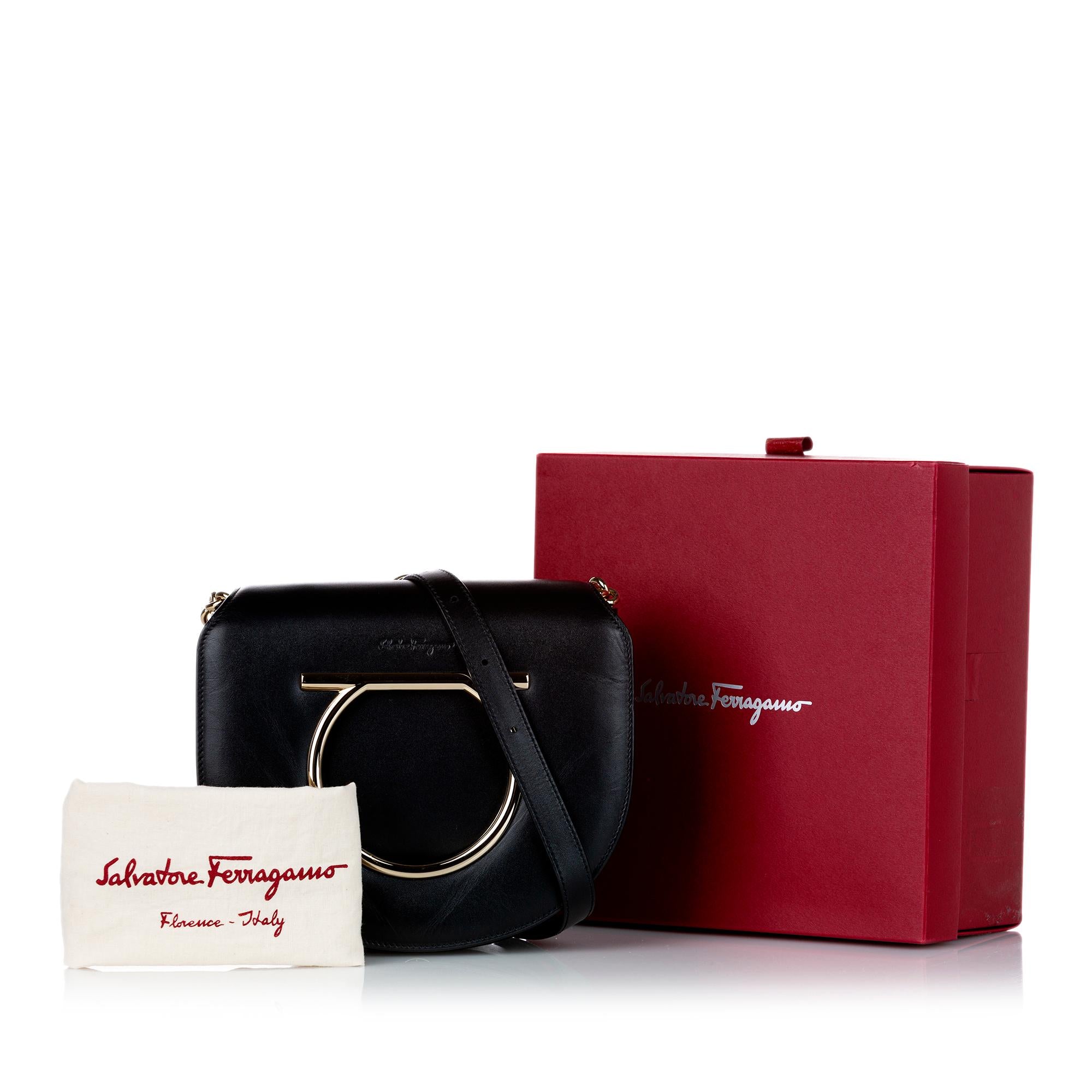 Salvatore Ferragamo Vela Flap Leather Crossbody Bag (SHG-29283)