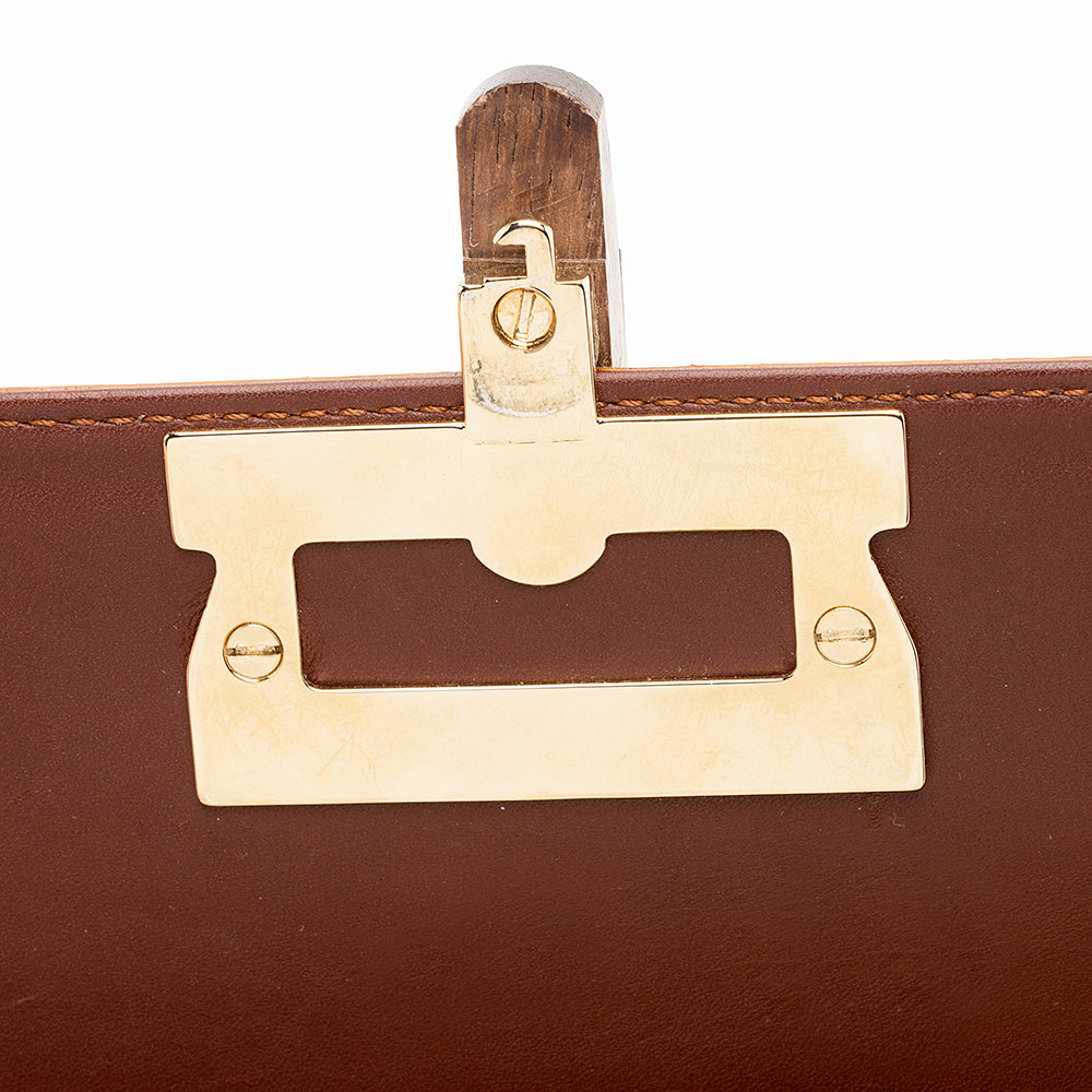 Salvatore Ferragmo Vintage Patent Leather Wood Logo Shoulder Bag (SHF-18156)