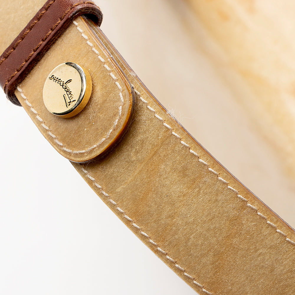 Salvatore Ferragmo Vintage Patent Leather Wood Logo Shoulder Bag (SHF-18156)