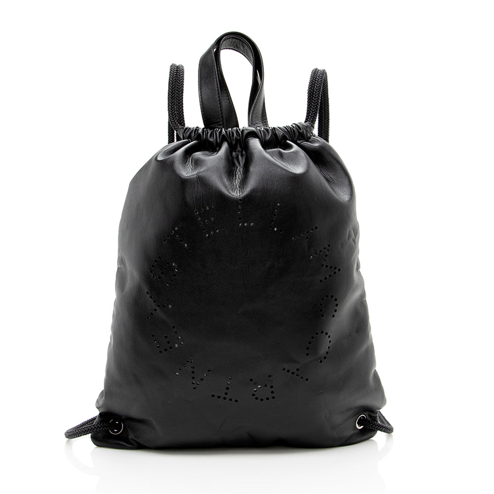 Stella McCartney Eco Alter Nappa Perforated Logo Drawstring Backpack (SHF-16210)