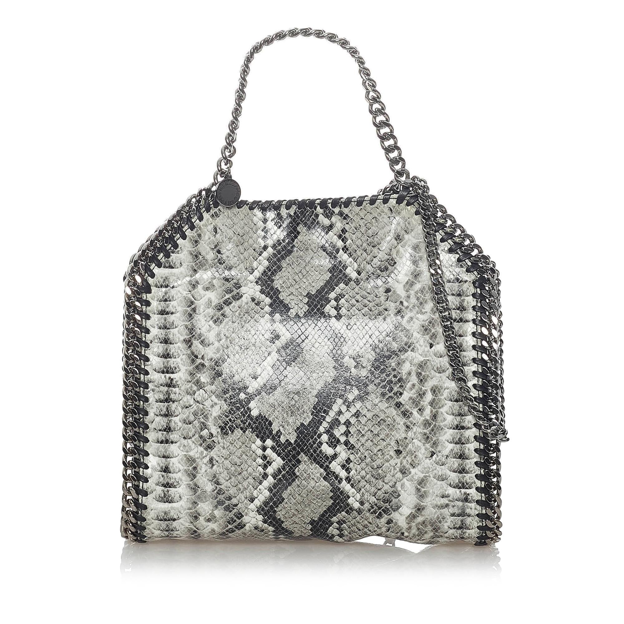 Stella McCartney Mini Falabella Faux Snake Skin Fold-Over Tote Bag (SHG-30650)