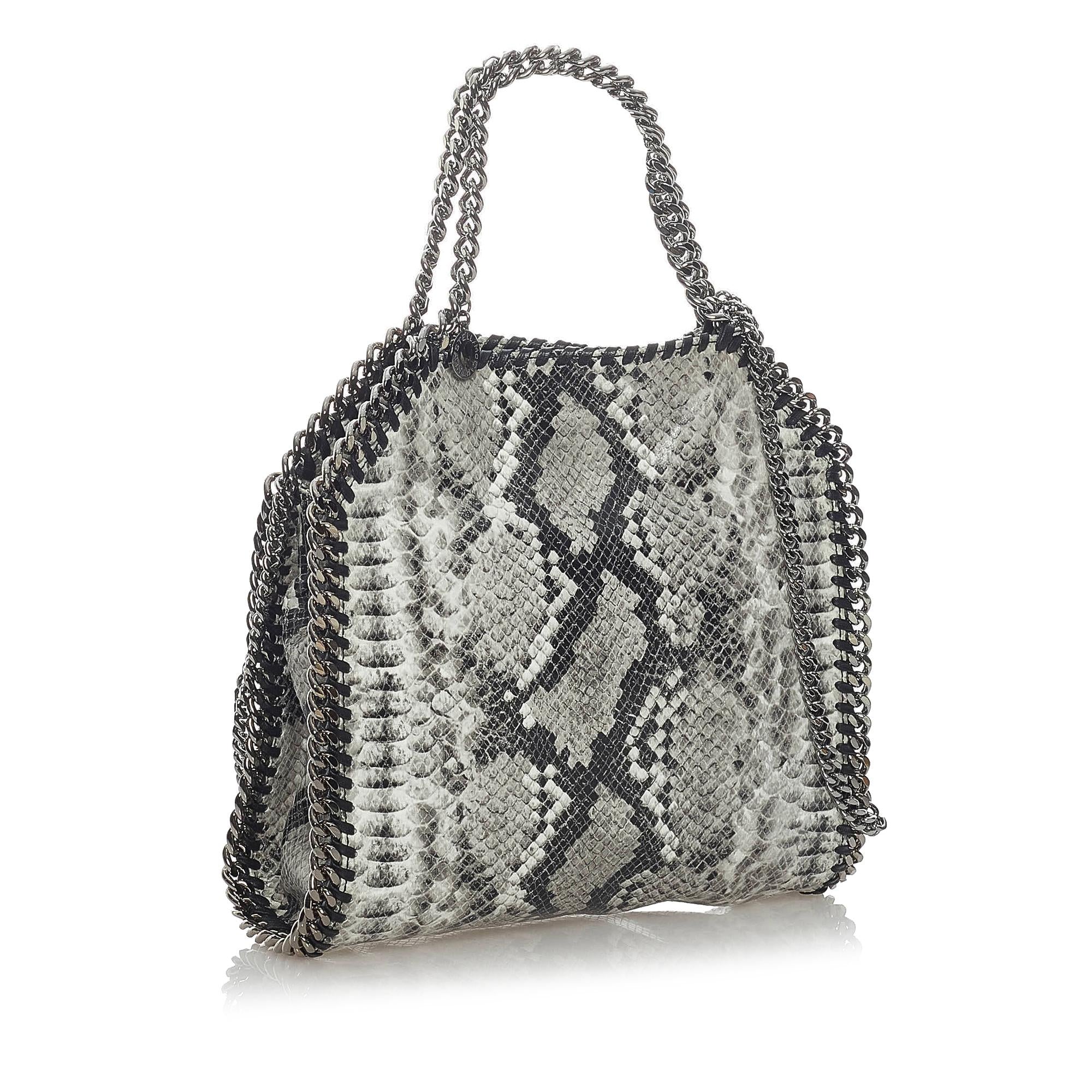 Stella McCartney Mini Falabella Faux Snake Skin Fold-Over Tote Bag (SHG-30650)