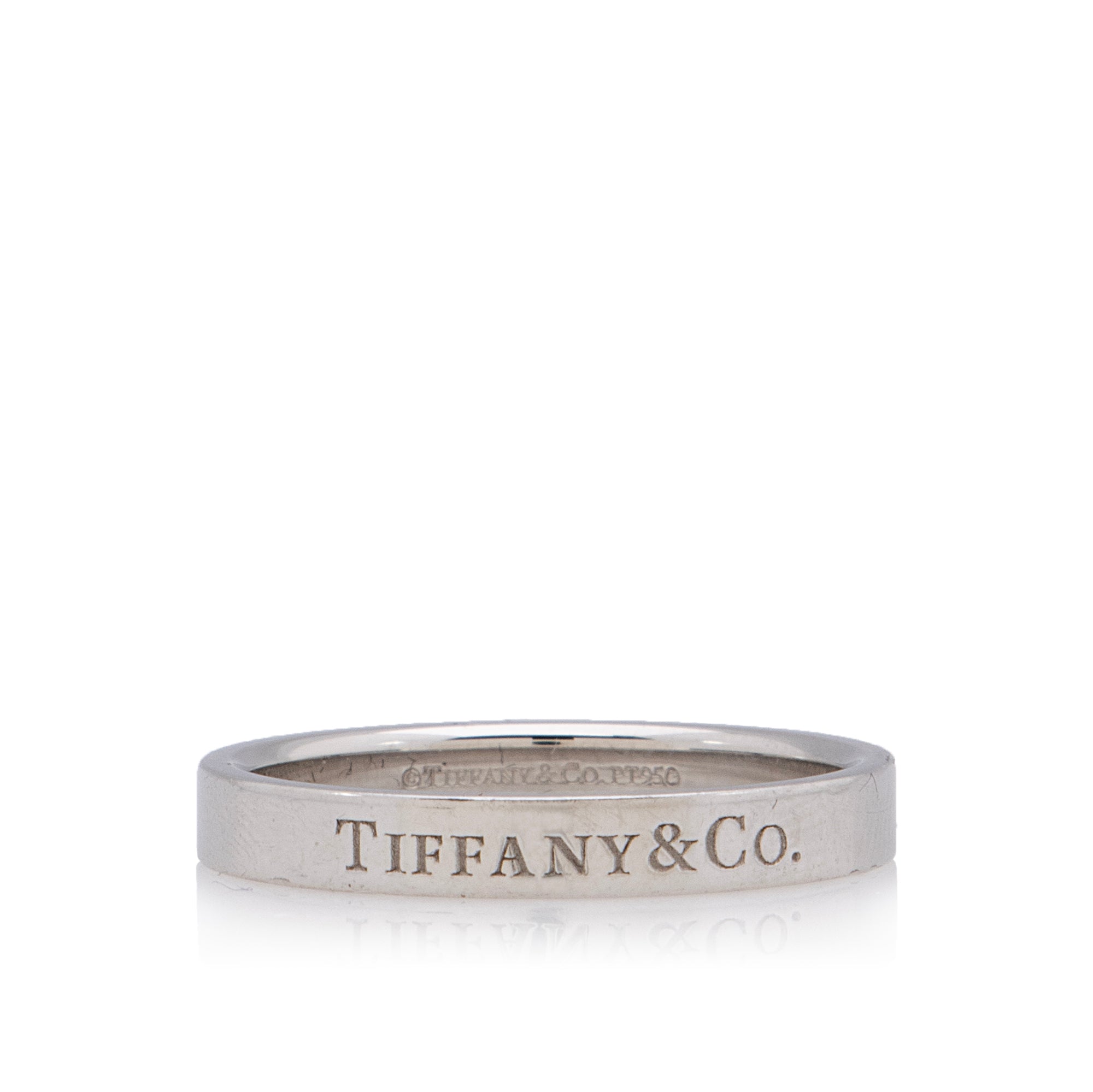 Tiffany Platinum Logo Band Ring - Size 8 (SHF-23187)