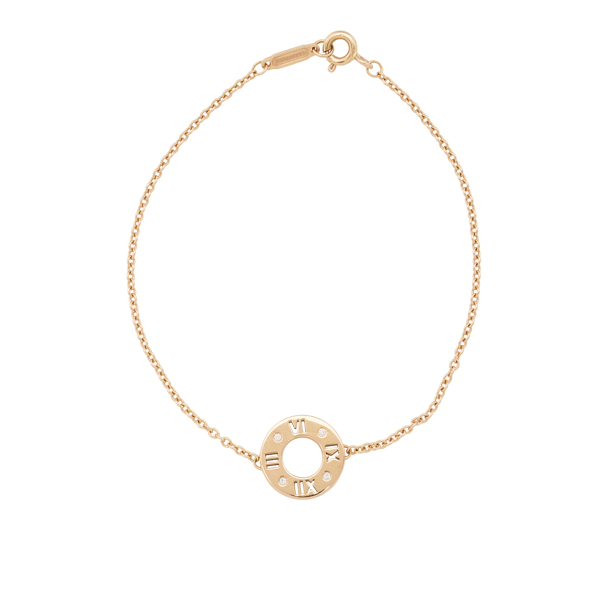 Tiffany & Co.18k Gold Diamond Atlas Circle Chain Bracelet (SHF-7D4JzJ)