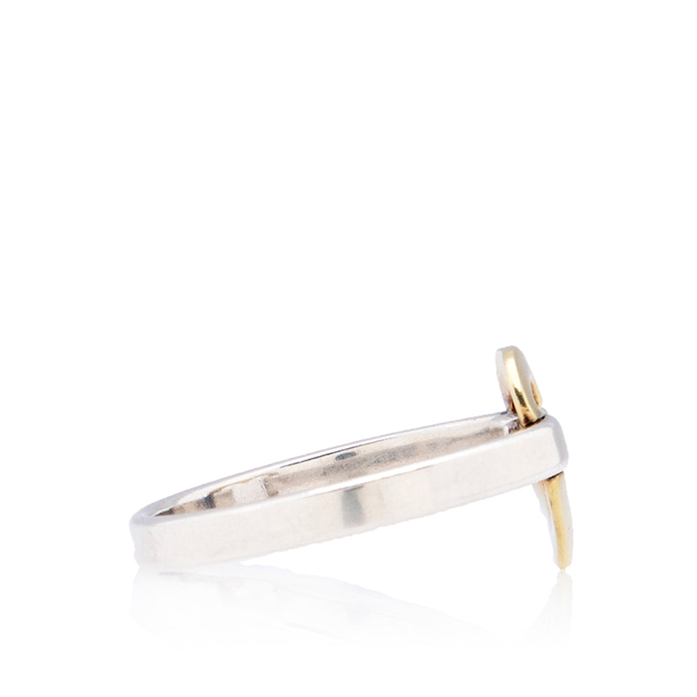 Tiffany & Co. Sterling Silver 18k Gold Heart Ring - Size 8 (SHF-19162)