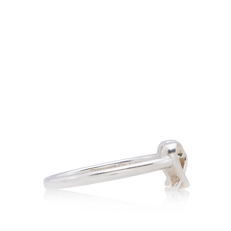 Tiffany & Co. Sterling Silver Diamond Double Loving Heart Ring - Size 8 1/2 (SHF-14931)