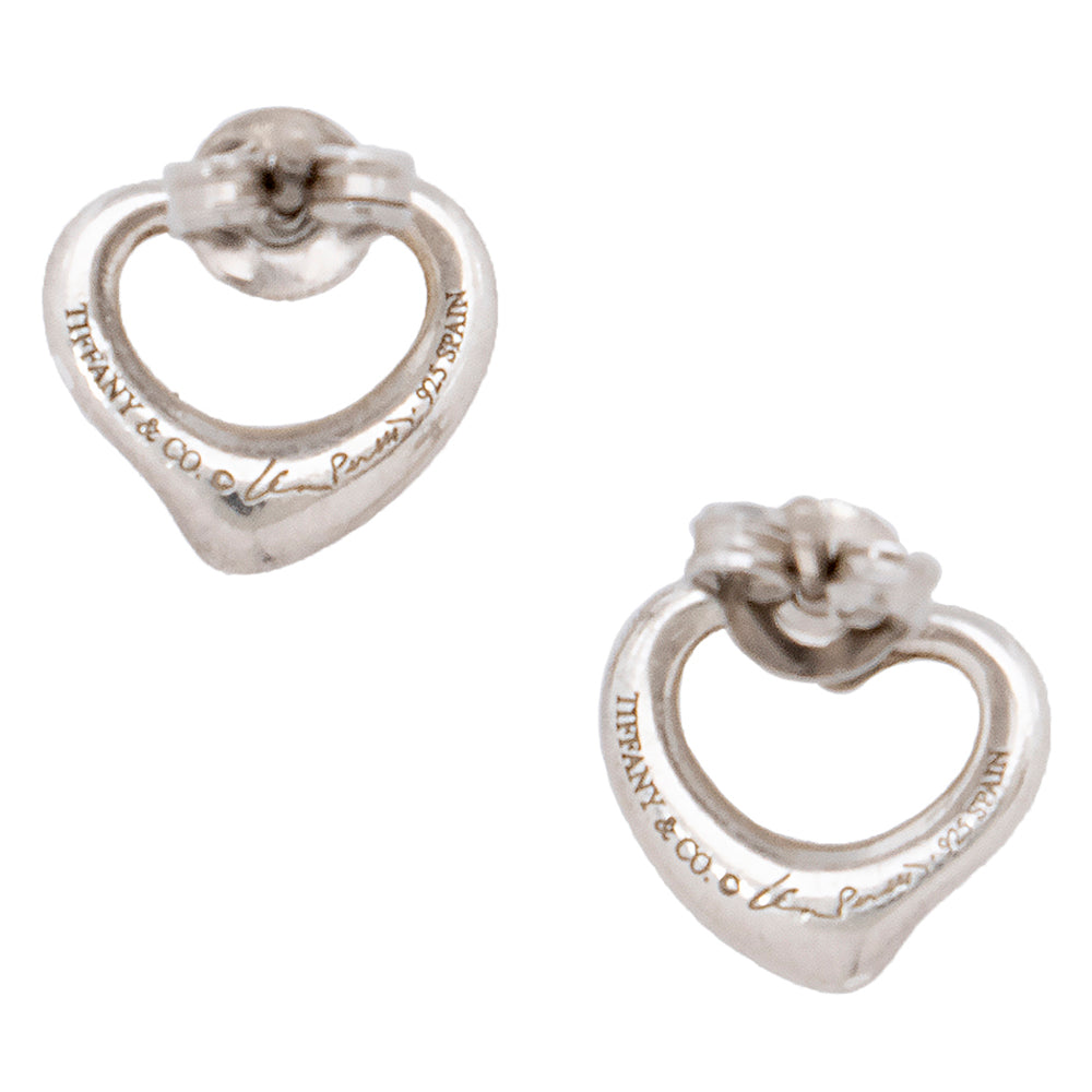 Tiffany & Co. Sterling Silver Elsa Peretti Open Heart Earrings (SHF-19622)
