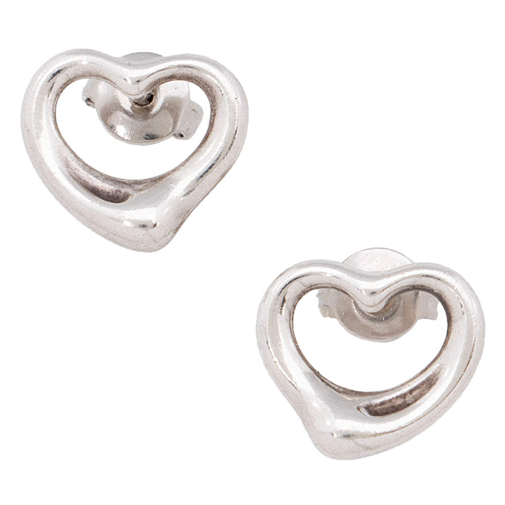 Tiffany & Co. Sterling Silver Elsa Peretti Open Heart Earrings (SHF-19622)