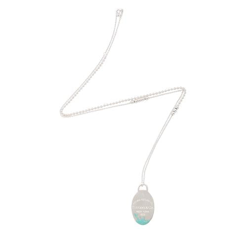 Tiffany & Co. Sterling Silver Enamel Color Splash Oval Pendant Necklace (SHF-YkTF5A)