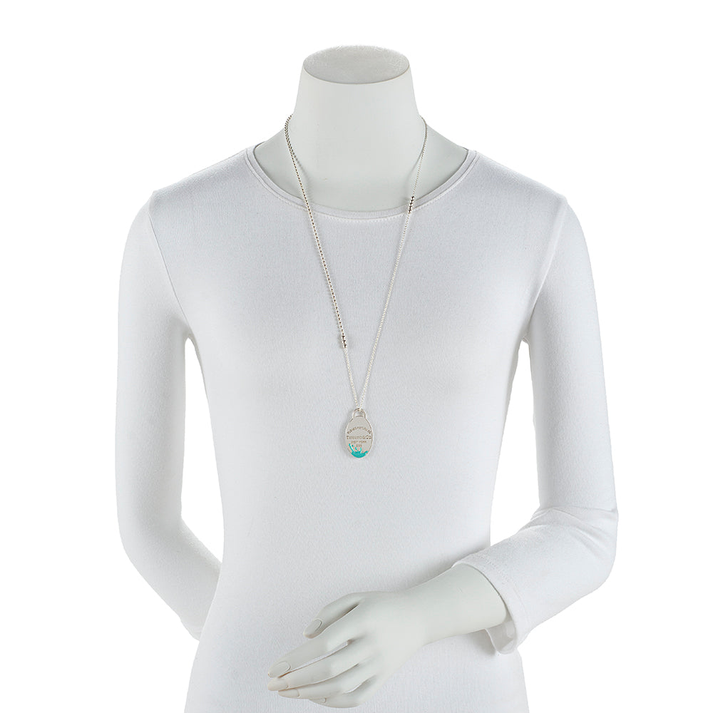Tiffany & Co. Sterling Silver Enamel Return To Tiffany Splash Necklace (SHF-18256)