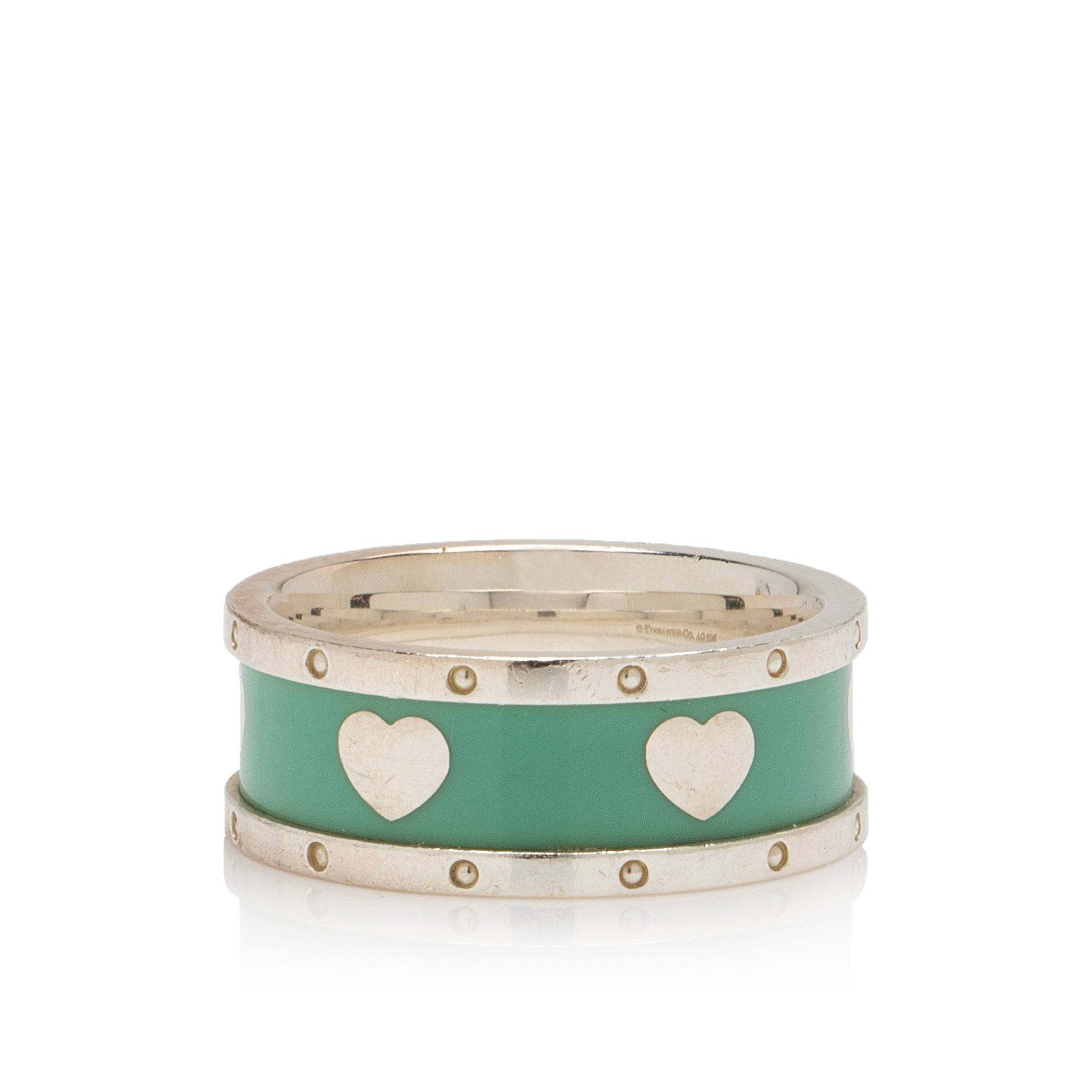 Tiffany & Co. Sterling Silver Enamel Return to Tiffany Love Heart Ring - Size 7 (SHF-kONDUY)