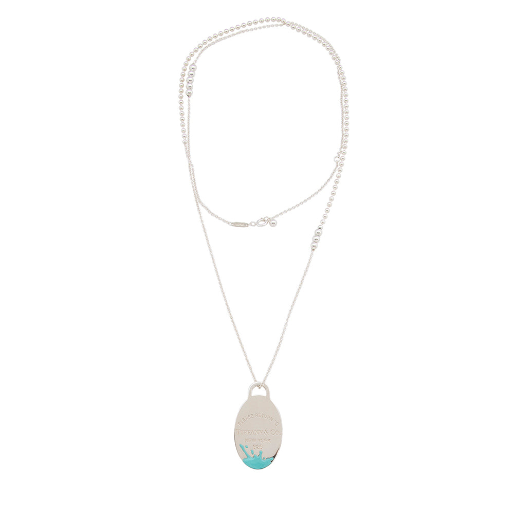 Tiffany & Co. Sterling Silver Enamel Color Splash Oval Necklace (SHF-20401)