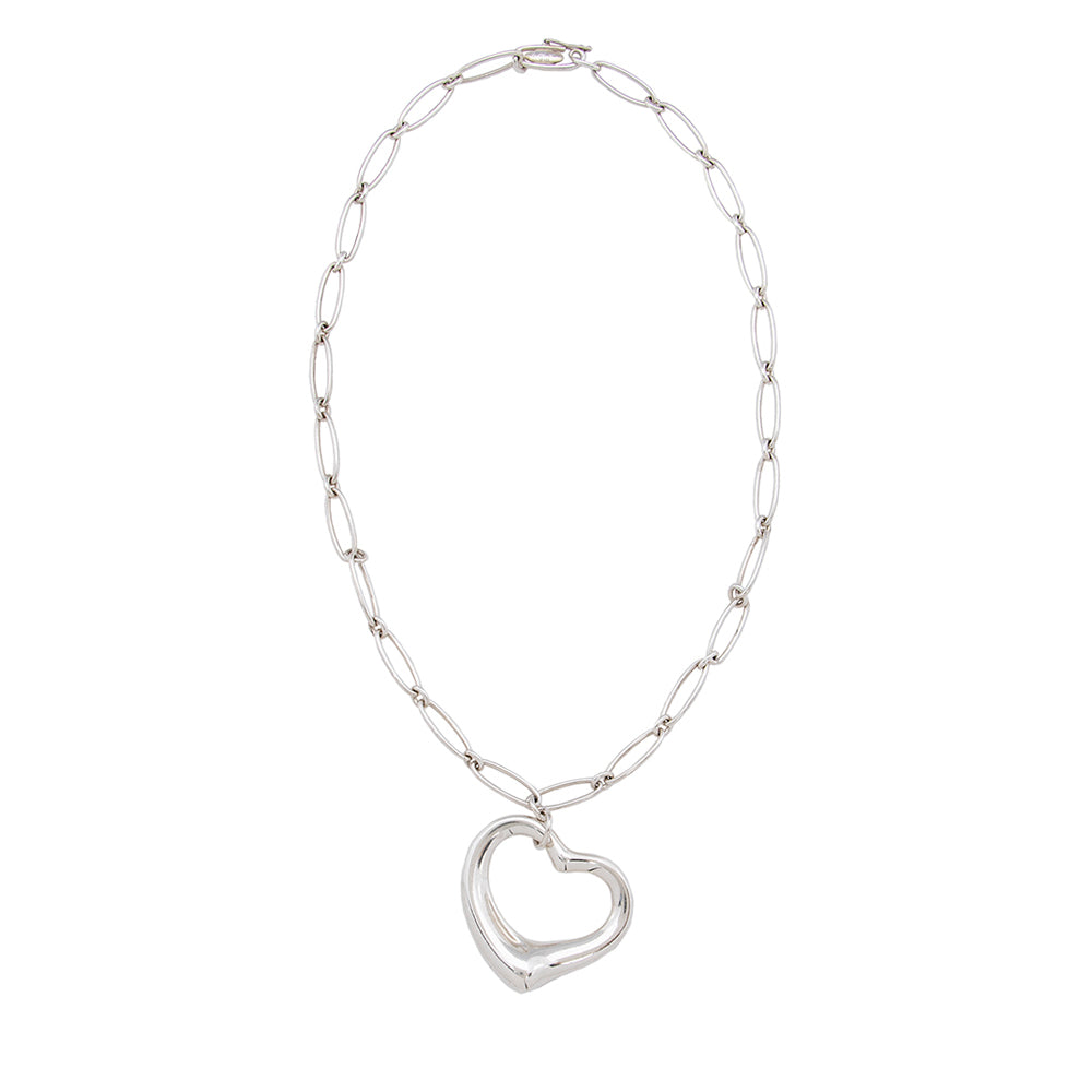 Tiffany & Co. Sterling Silver Large Open Heart Link Necklace (SHF-16064)