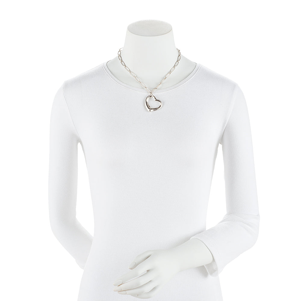 Tiffany & Co. Sterling Silver Large Open Heart Link Necklace (SHF-16064)