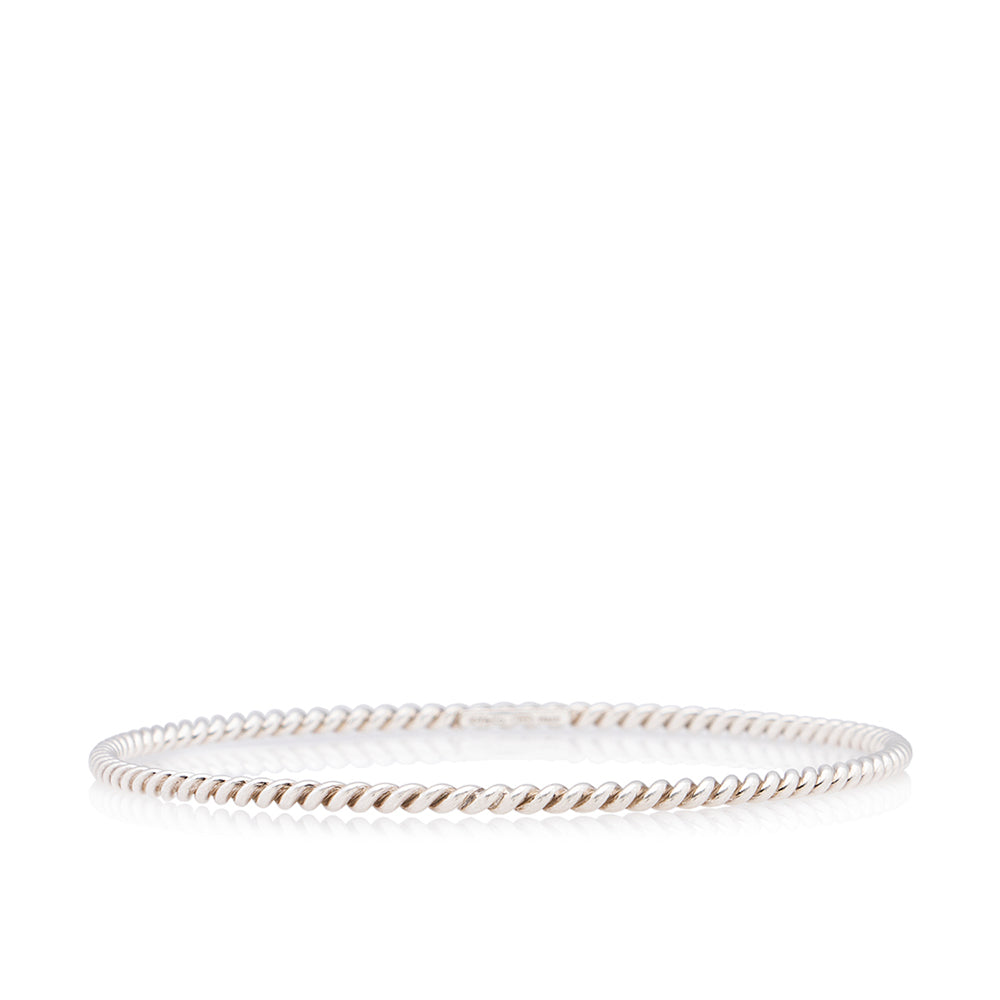 Tiffany & Co. Sterling Silver Twisted Narrow Bangle (SHF-22126)