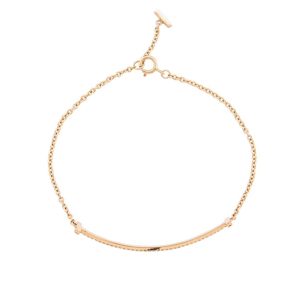 Tiffany & Co.18k Yellow Gold Diamonds T Smile Bracelet (SHF-19877)