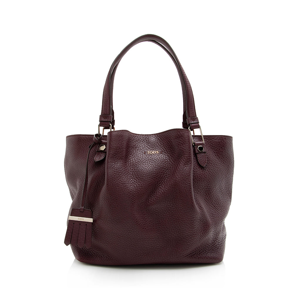 Tod's Leather Ruched Flower Small Tote (SHF-17722)