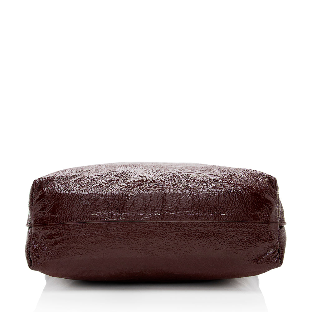 Tod's Patent Leather Logo Media Shopper Medium Tote (SHF-18151)