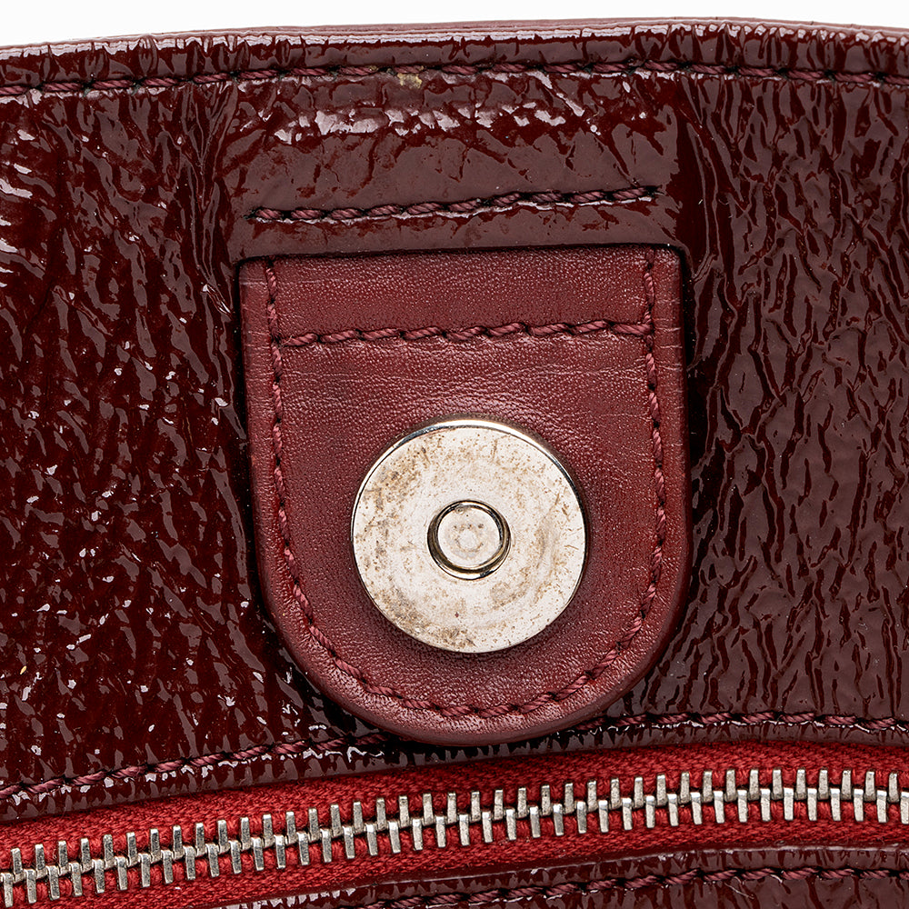 Tod's Patent Leather Logo Media Shopper Medium Tote (SHF-18151)