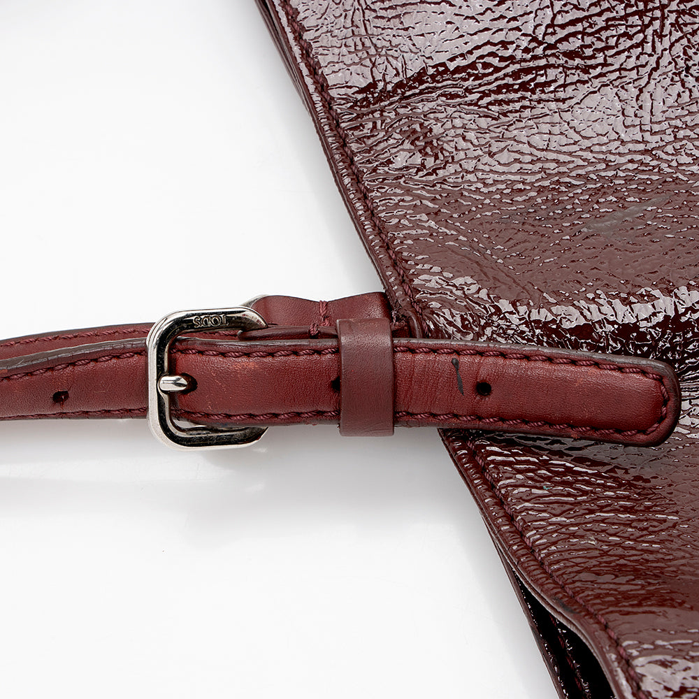 Tod's Patent Leather Logo Media Shopper Medium Tote (SHF-18151)