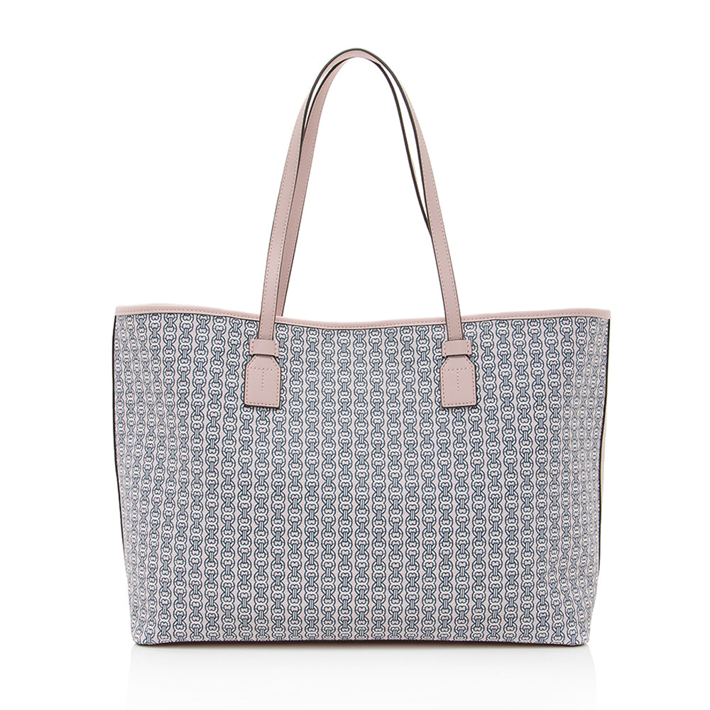 Tory Burch Canvas Gemini Link Chain Print Tote (SHF-18574)