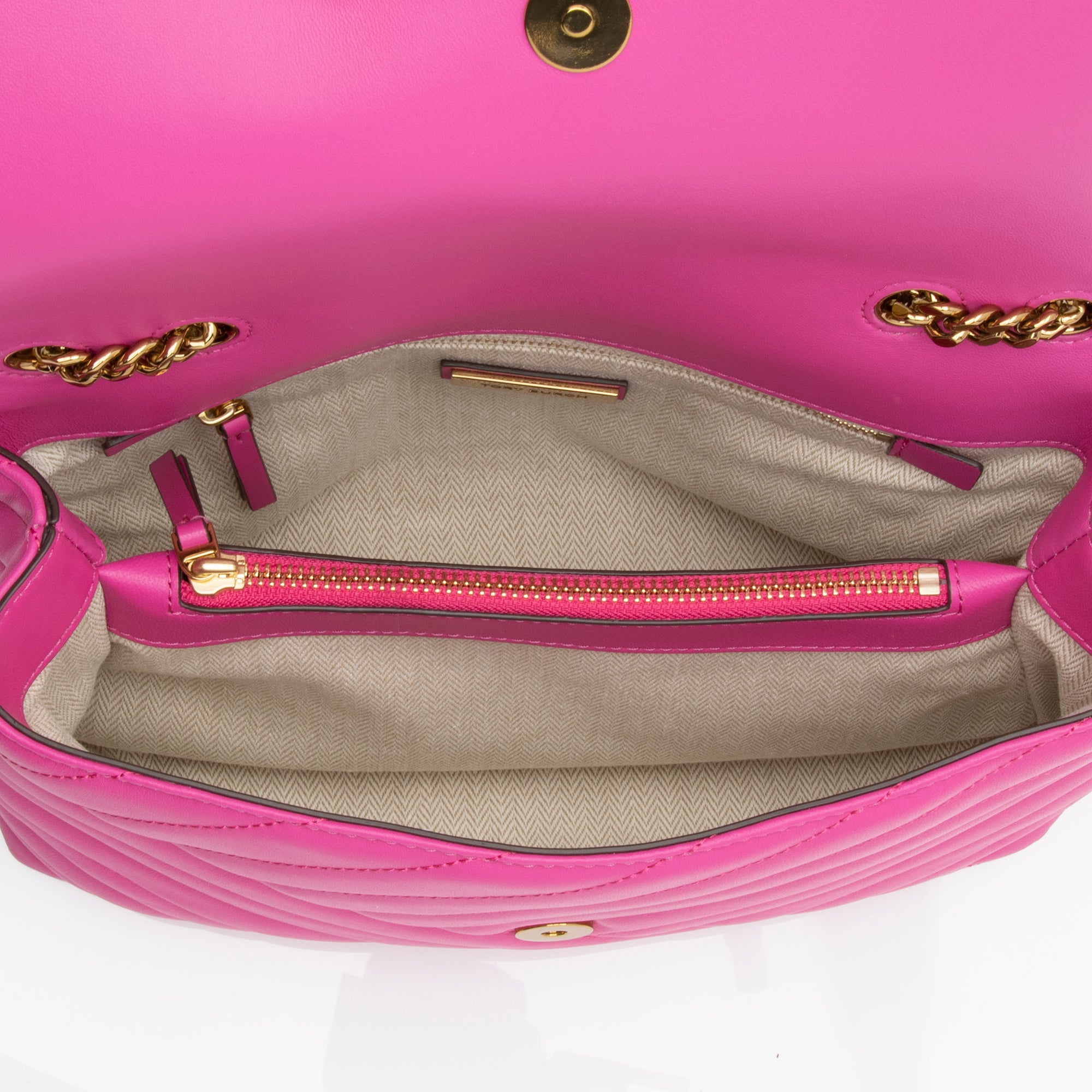 Tory Burch Chevron Leather Kira Large Shoulder Bag (SHF-Jn02AQ)