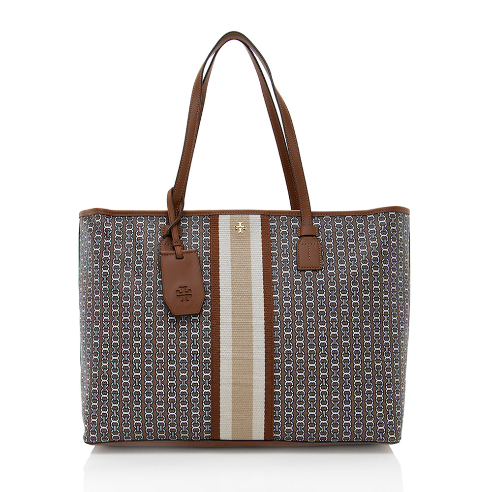 Tory Burch Coated Canvas Gemini Link Tote (SHF-18330)