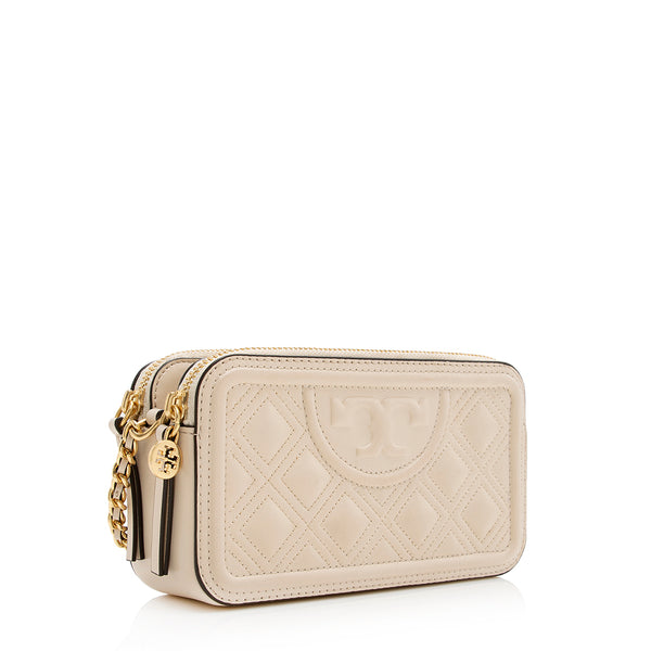 Tory Burch Embossed Leather Fleming Double Zip Mini Bag (SHF-20737