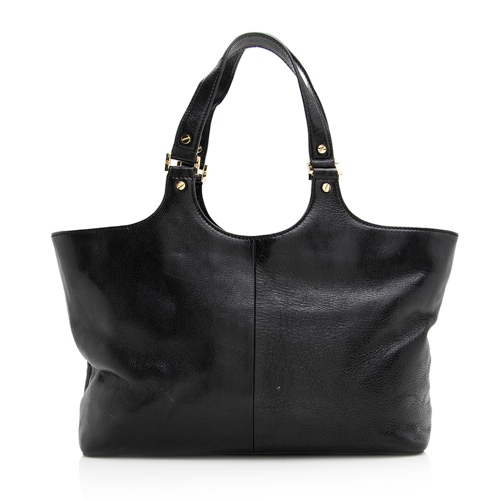 Tory Burch Leather Bombe Tote (SHF-20378)