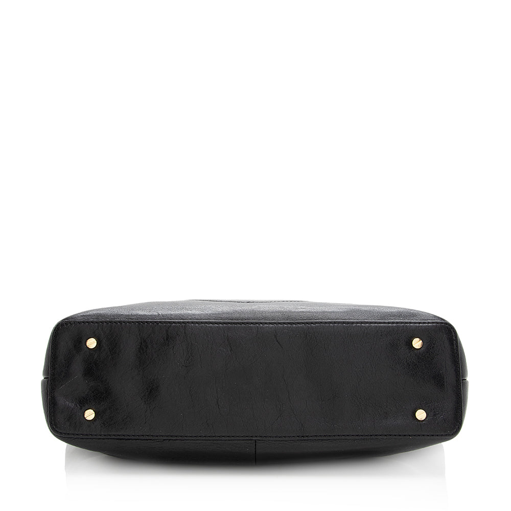 Tory Burch Leather Bombe Tote (SHF-20378)