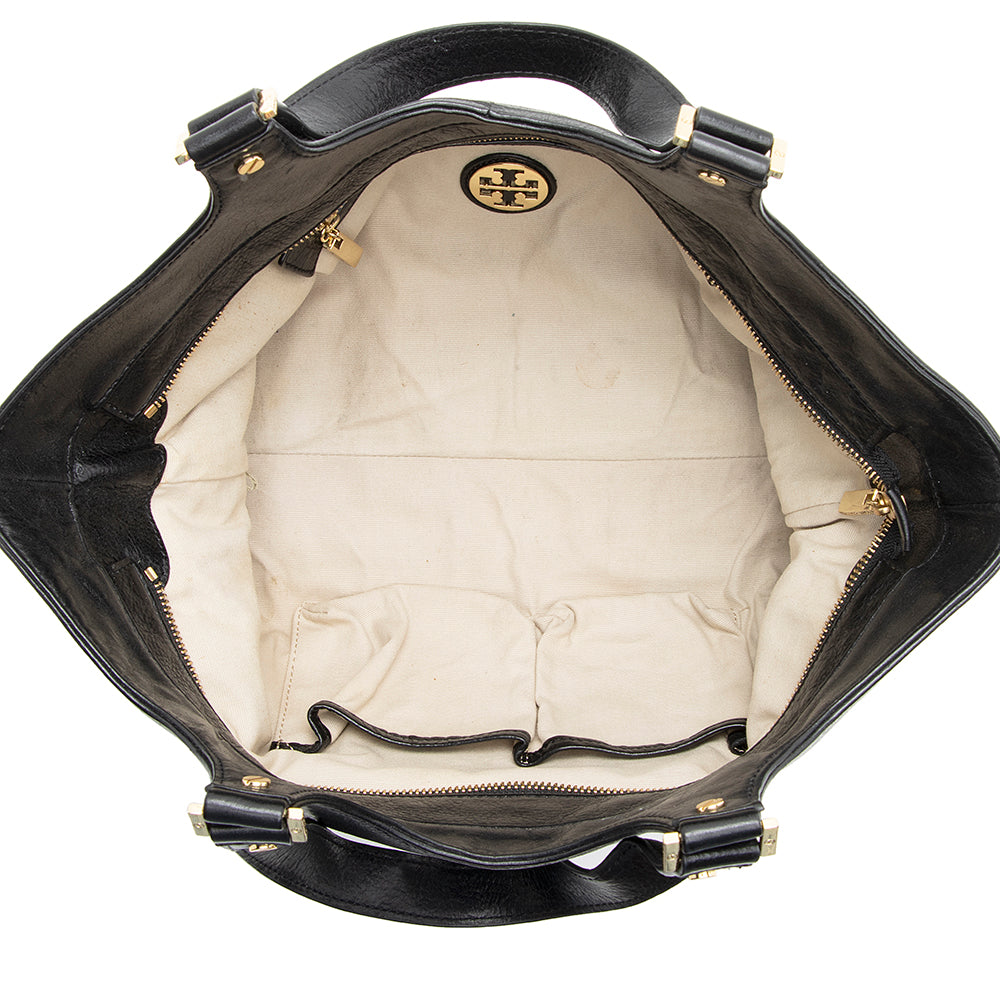 Tory Burch Leather Bombe Tote (SHF-20378)
