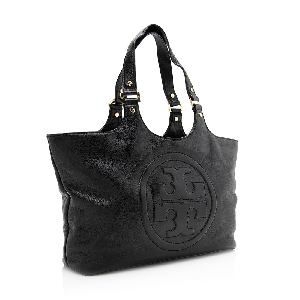 Tory Burch Leather Bombe Tote (SHF-20378)
