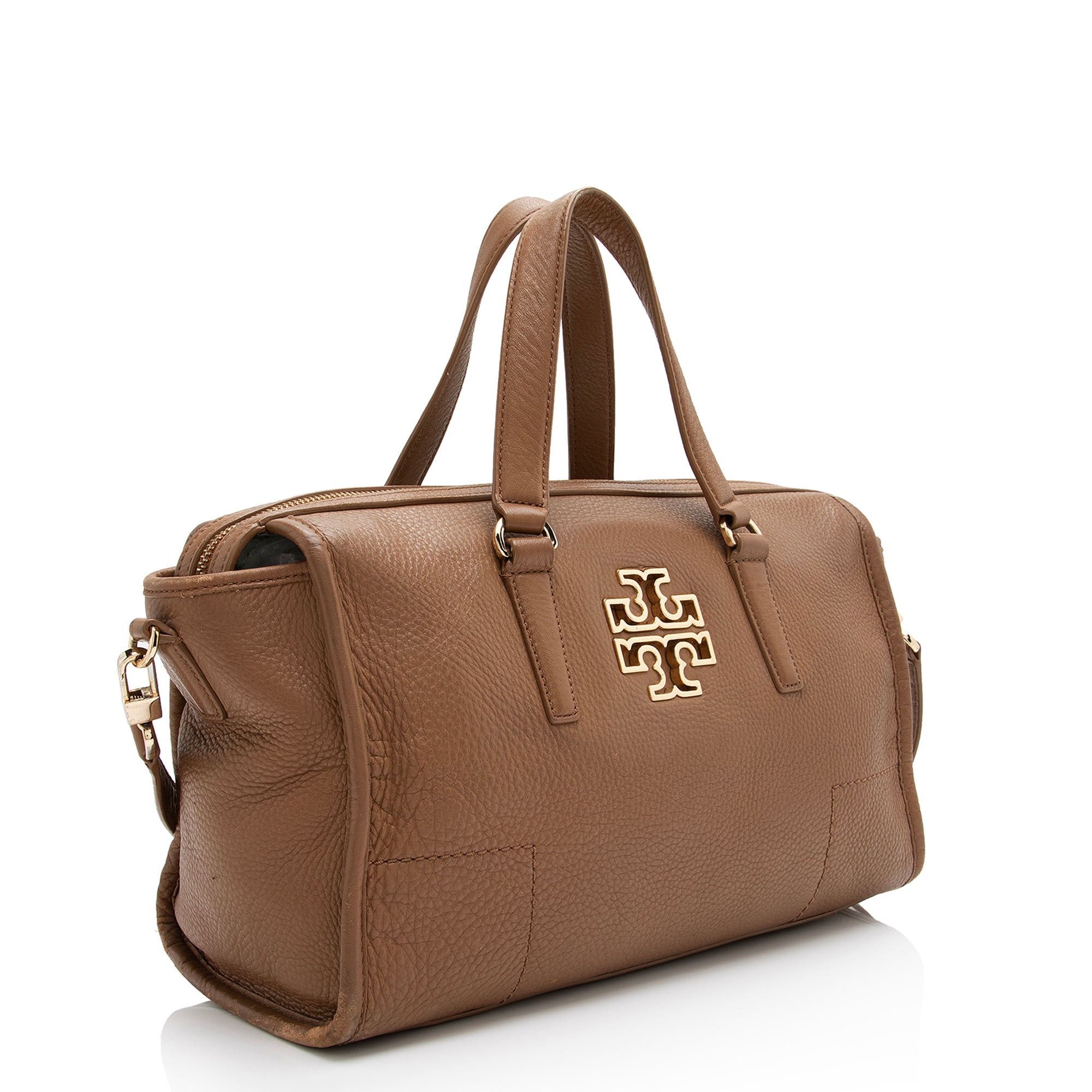Tory Burch Leather Britten Medium Convertible Satchel (SHF-23658)