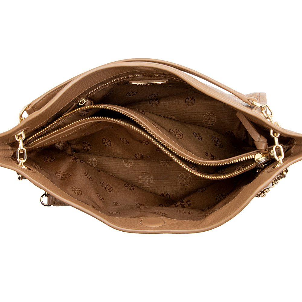 Tory Burch Leather Britten Small Slouchy Tote (SHF-21429)