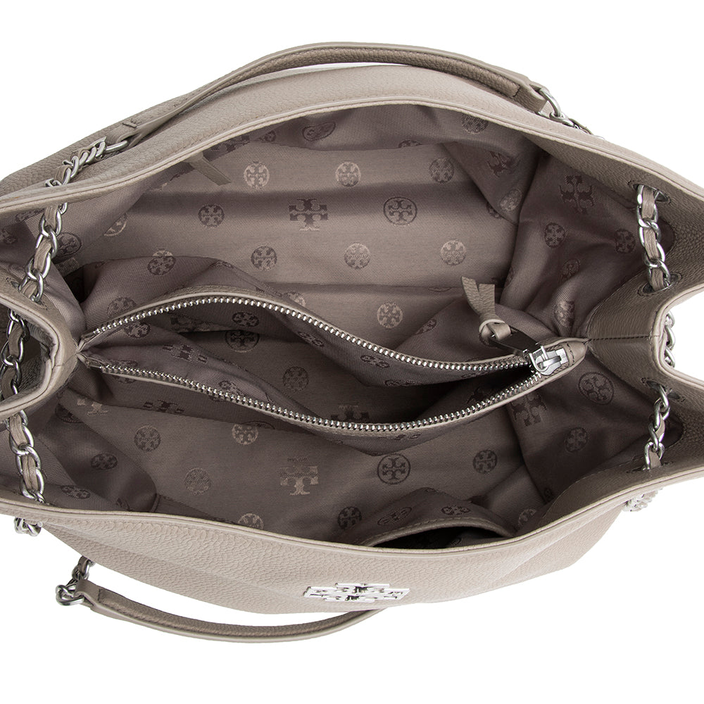 Tory Burch Leather Britten Triple Compartment Tote (SHF-17787)