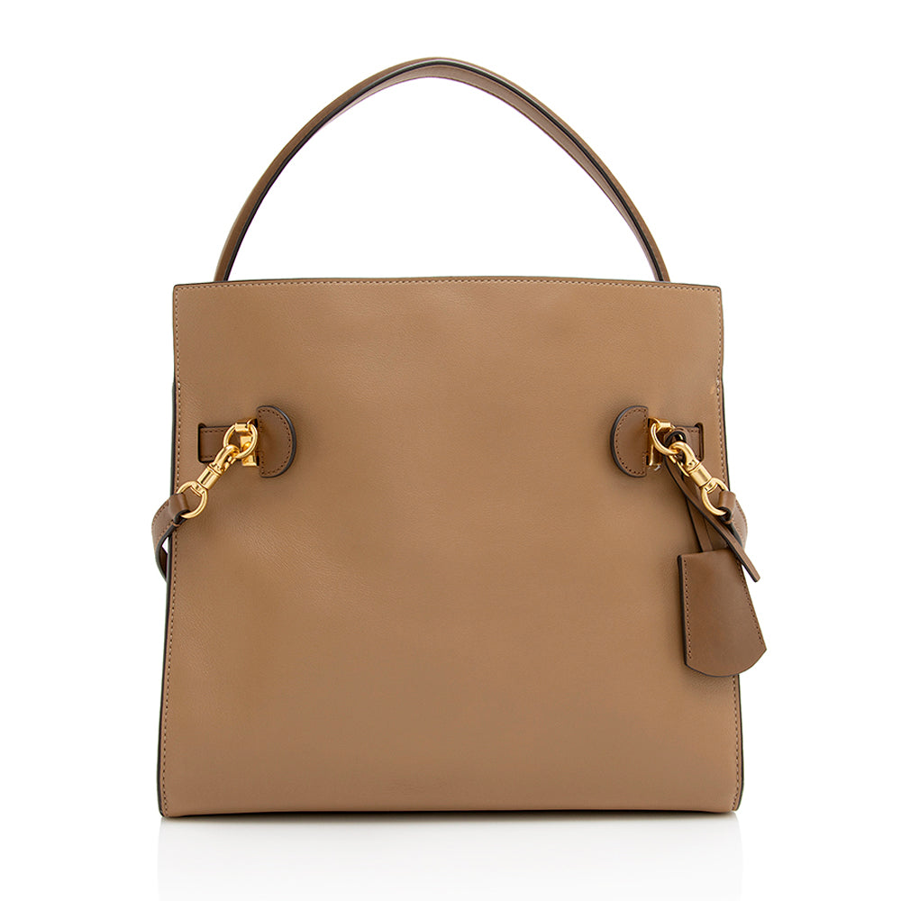 Tory Burch Leather Lee Radziwill Double Tote (SHF-20986)
