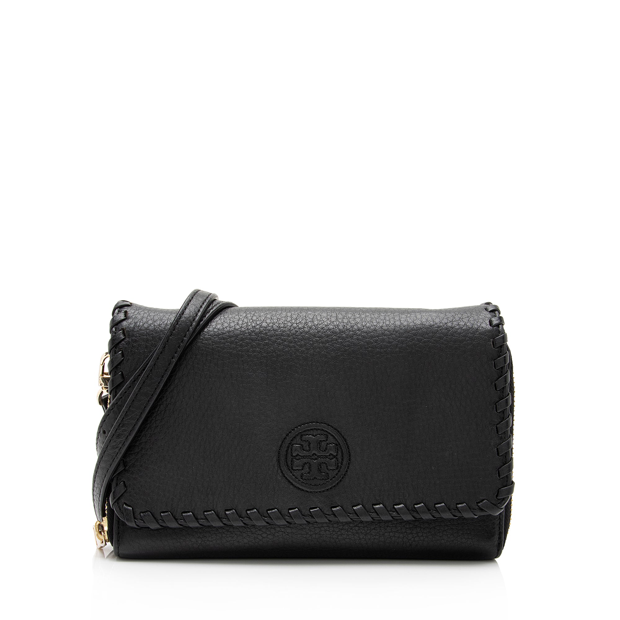Tory Burch Leather Marion Combo Clutch (SHF-sgDqkI)