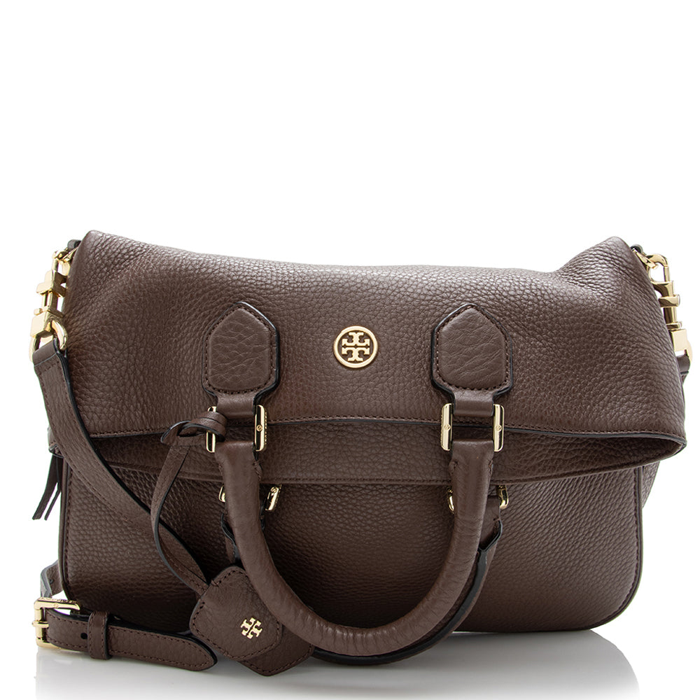 Tory Burch Leather Robinson Fold-Over Messenger Bag (SHF-16574)