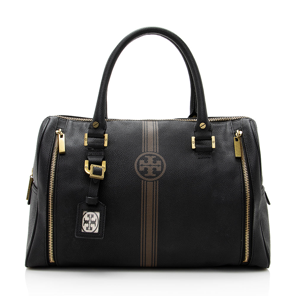 Tory Burch Leather Striped Boston Bag (SHF-19151)