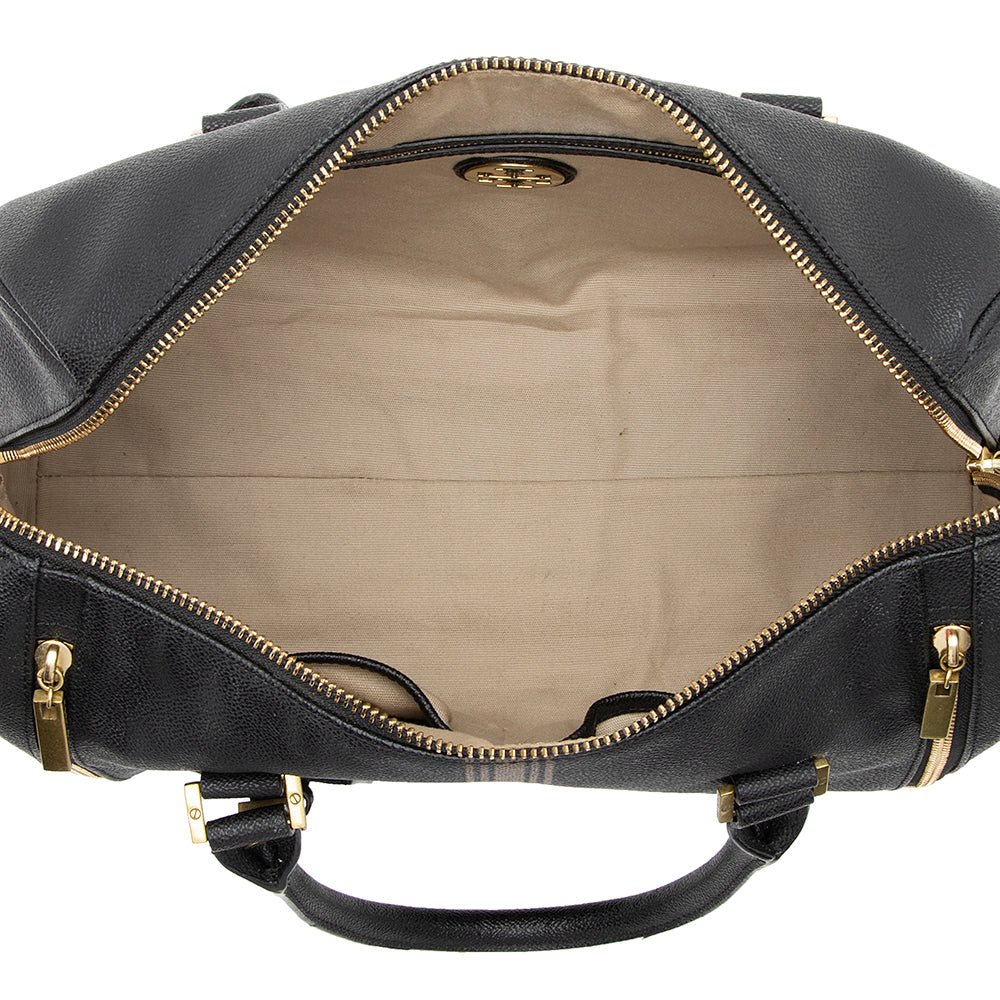 Tory Burch Leather Striped Boston Bag (SHF-19151)