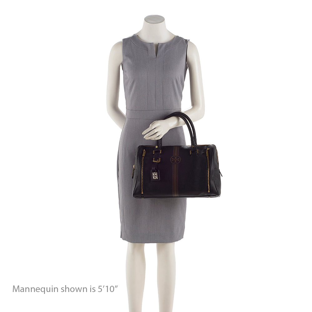 Tory Burch Leather Striped Boston Bag (SHF-19151)