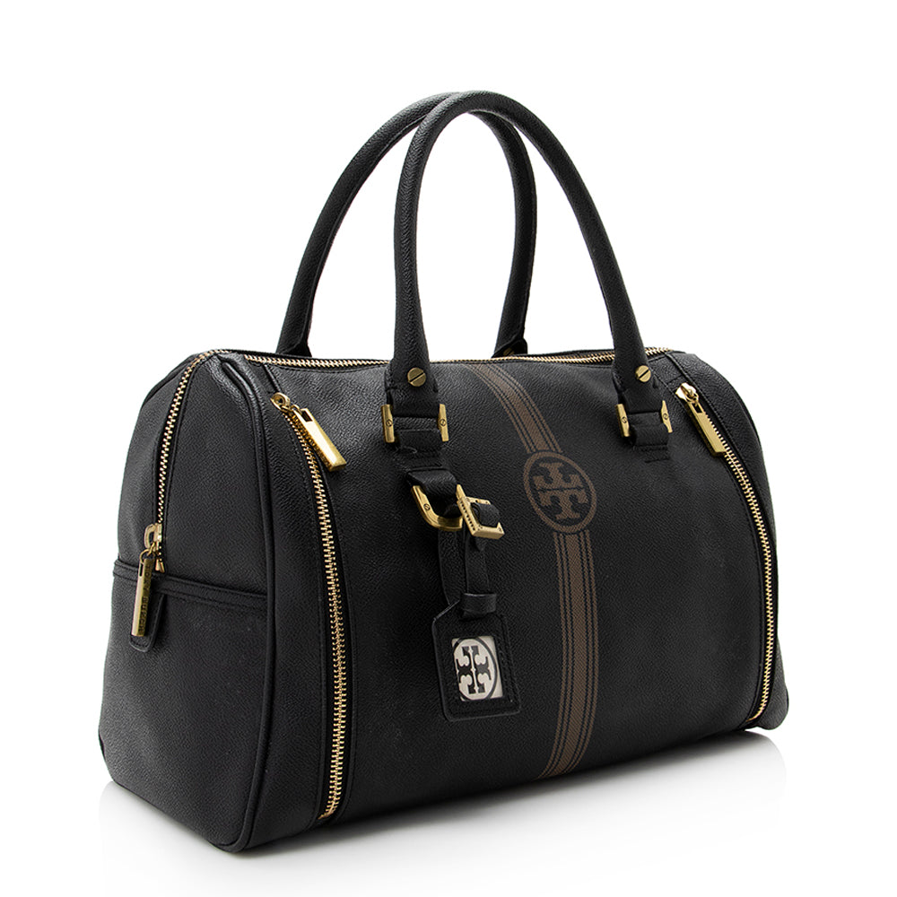 Tory Burch Leather Striped Boston Bag (SHF-19151)