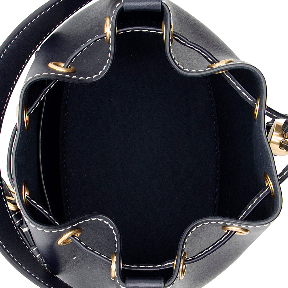 Tory Burch Leather T Monogram Small Bucket Bag (SHF-18648)