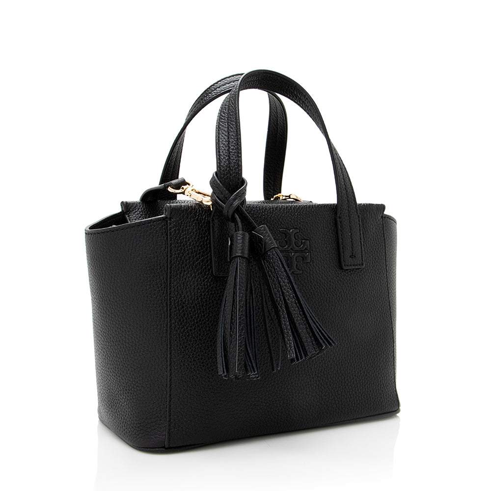 Tory Burch Leather Thea Tassel Mini Tote (SHF-17670)