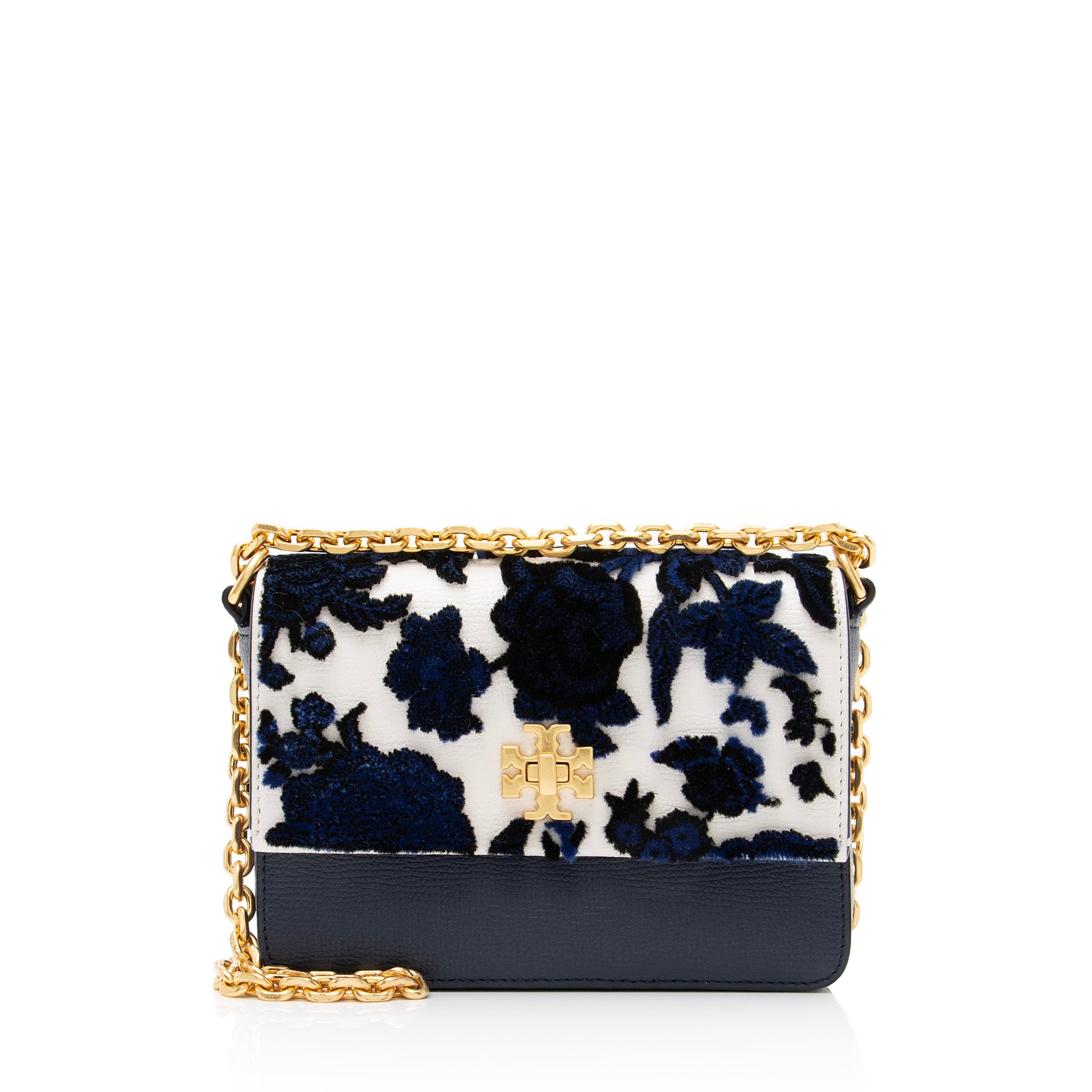 Tory Burch Leather Velvet Kira Fil Coupe Mini Shoulder Bag (SHF-23080)