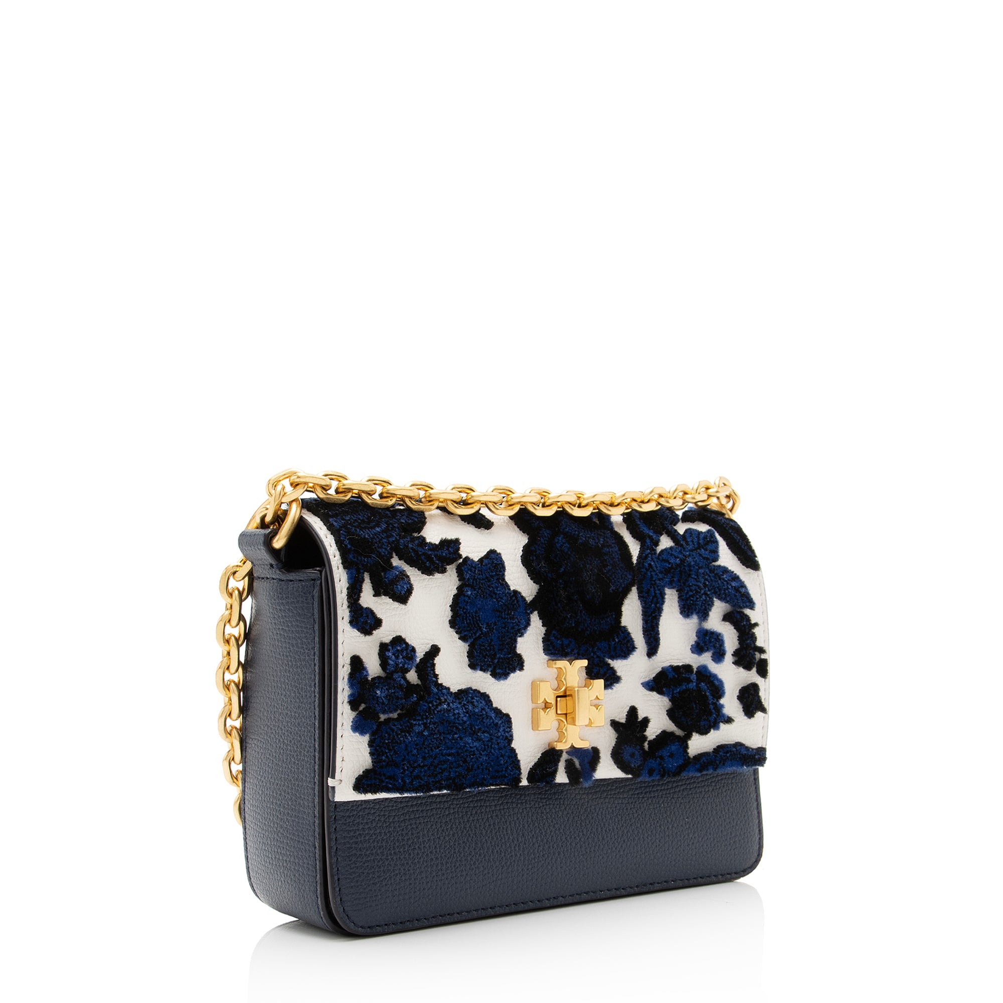 Tory Burch Leather Velvet Kira Fil Coupe Mini Shoulder Bag (SHF-23080)